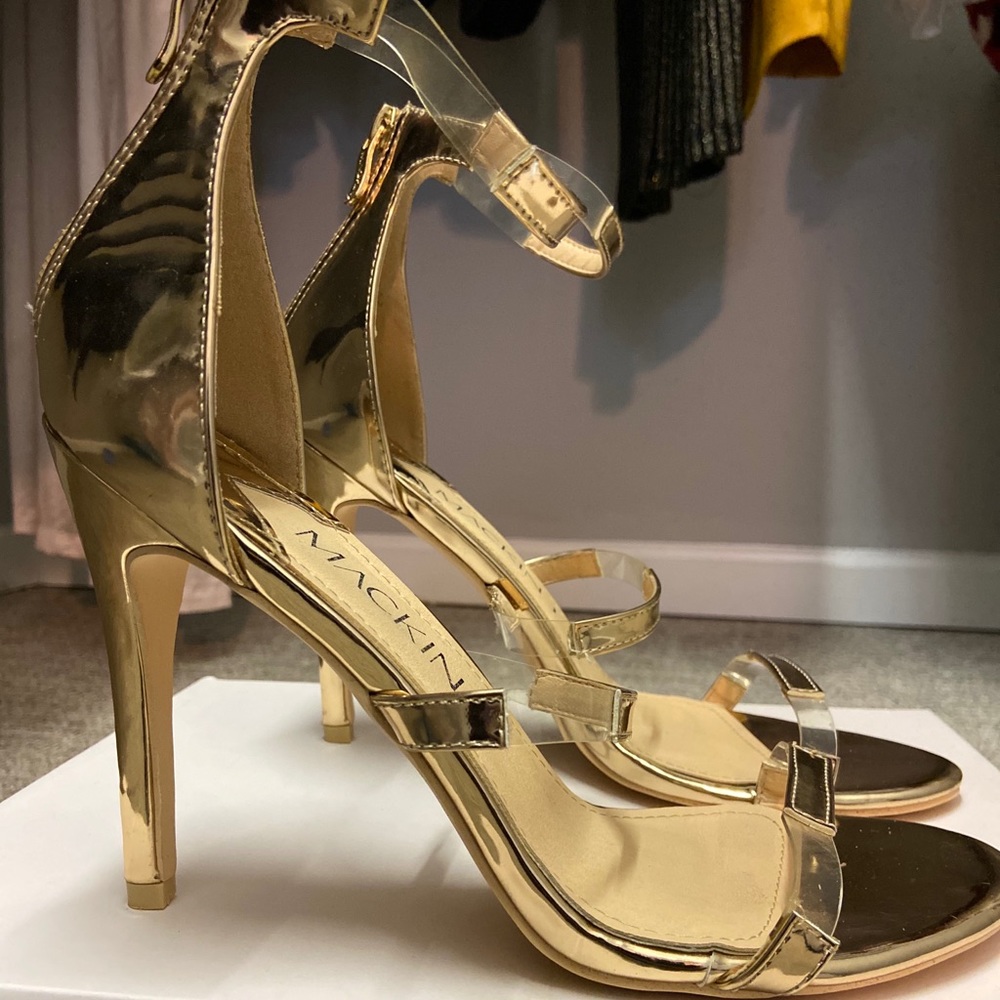 Faux Patent Leather Strappy Heels